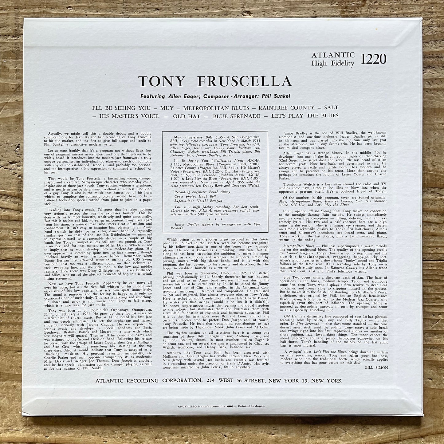 TONY FRUSCELLA on Atlantic - Japan LP NM AMJY-1220