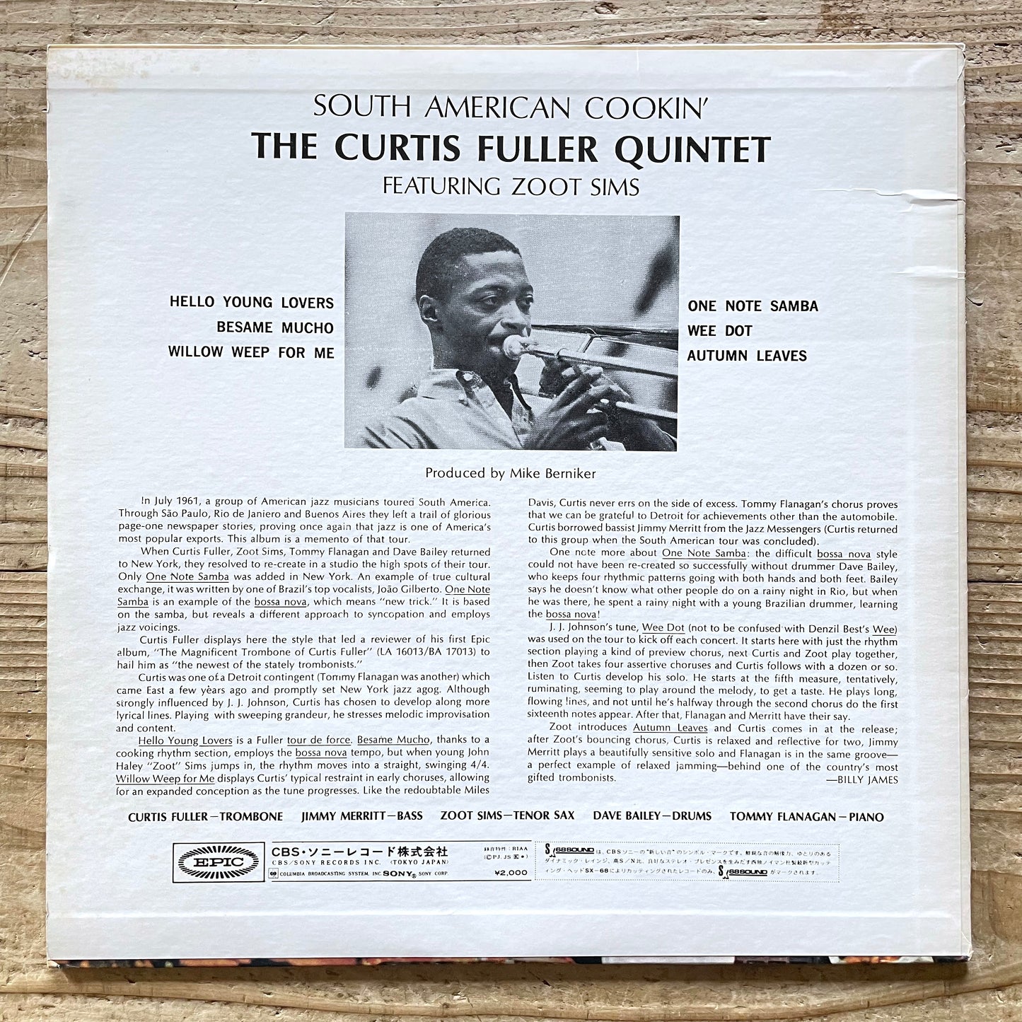 CURTIS FULLER QUINTET feat. ZOOT SIMS / SOUTH AMERICAN COOKIN' on Epic - Japan LP ECPM-90