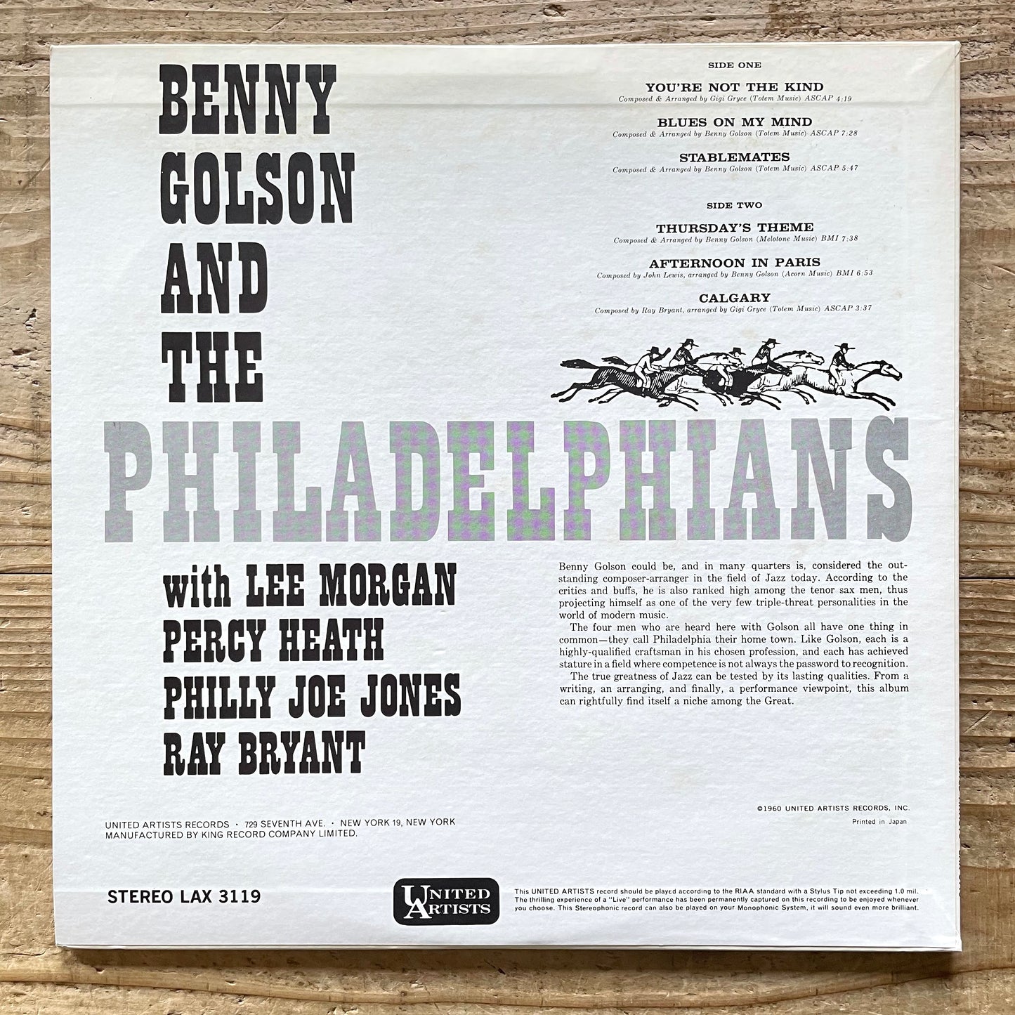 BENNY GOLSON AND THE PHILADELPHIANS on United Artists - Japan King LP LAX-3119