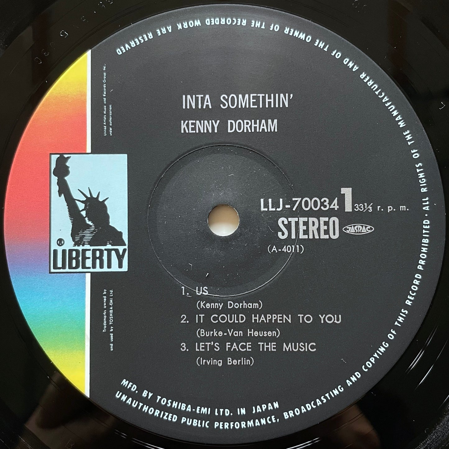 KENNY DORHAM & JACKIE McLEAN / INTA SOMETHIN' on Pacific Jazz - Japan Liberty LP LLJ-70034
