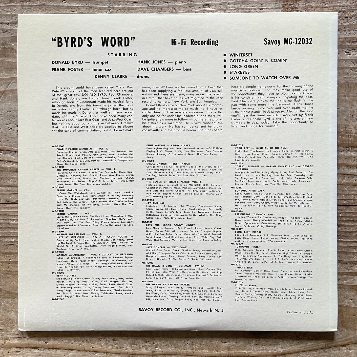 DONALD BYRD / BYRD'S WORD on Savoy - Japan MONO LP NM KIJJ-2002