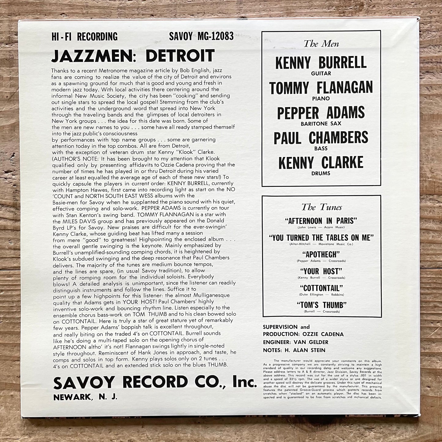 PEPPER ADAMS, KENNY BURRELL / JAZZMEN DETROIT on Savoy - Japan King MONO LP NM KIJJ-2056