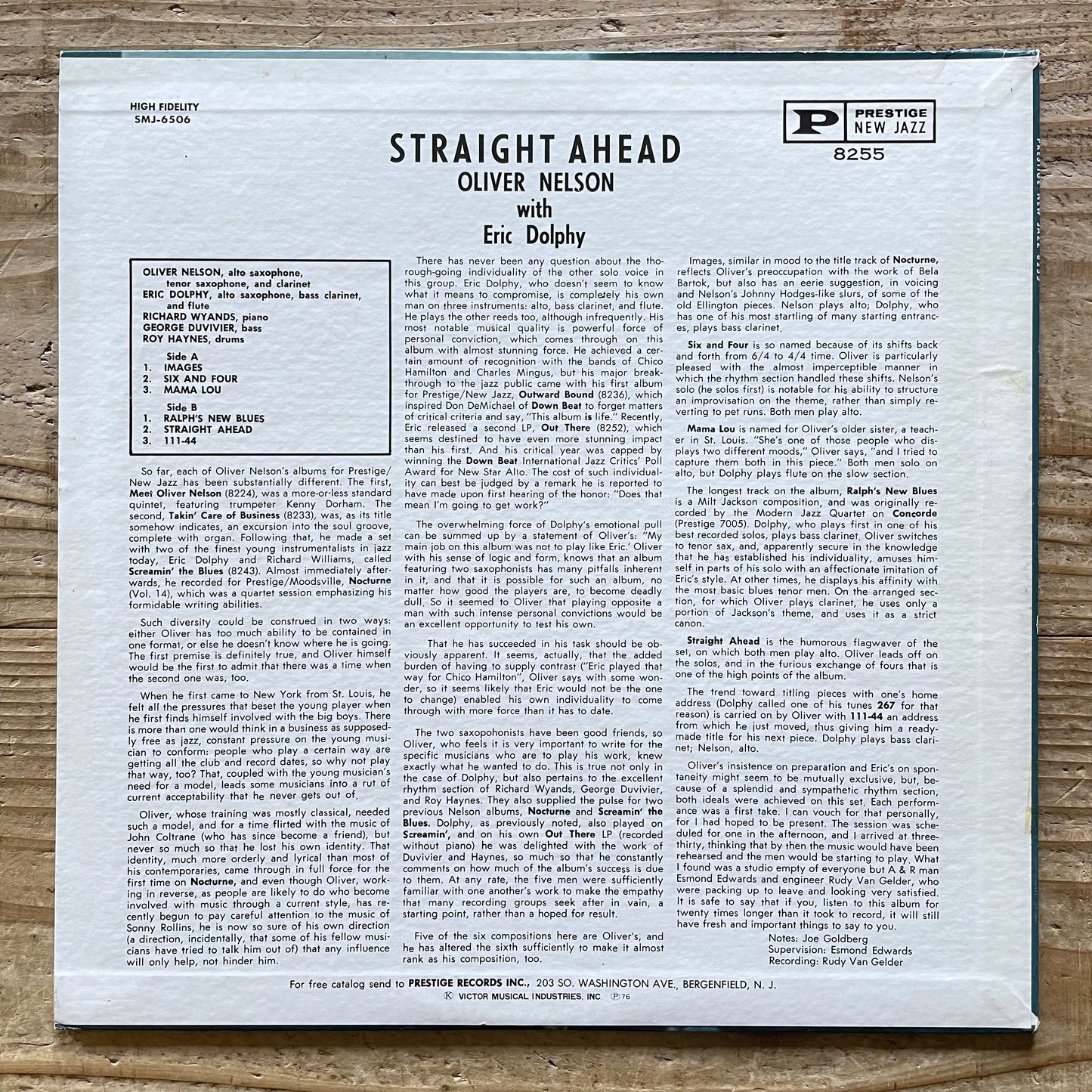 OLIVER NELSON with ERIC DOLPHY / STRAIGHT AHEAD on New Jazz - Japan Prestige LP NM SMJ-6506