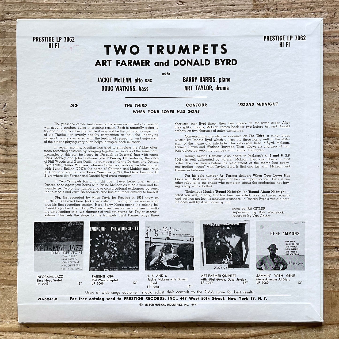 ART FARMER - DONALD BYRD / TWO TRUMPETS on Prestige - Japan LP NM VIJ-5041