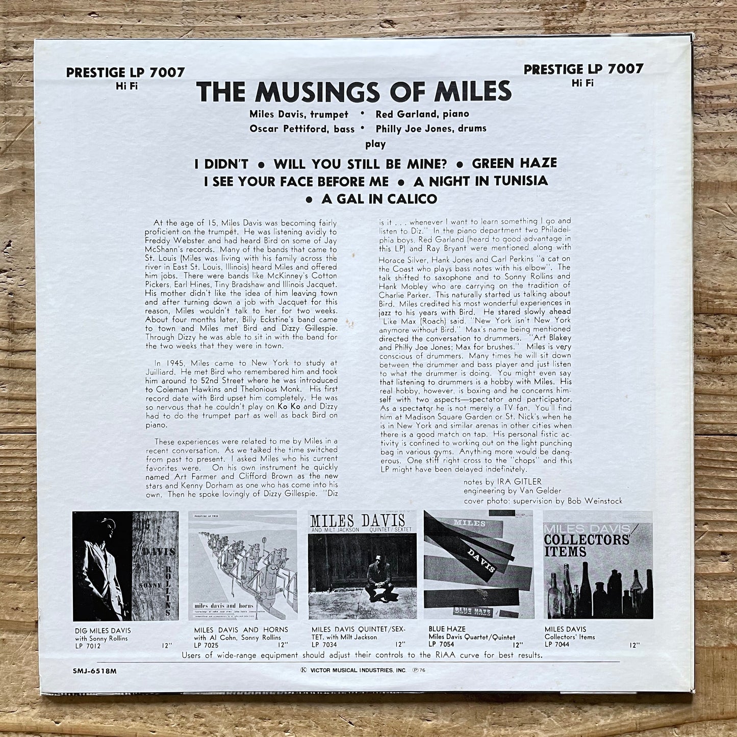 MILES DAVIS / THE MUSINGS OF MILES on Prestige - Japan MONO LP SMJ-6518