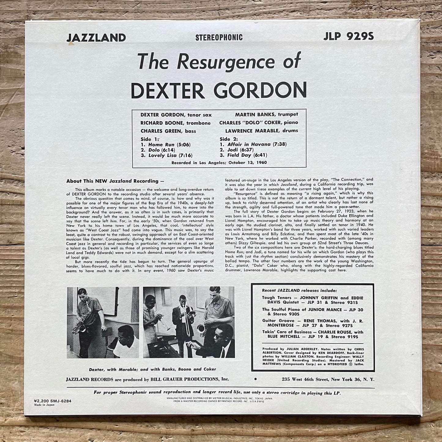 DEXTER GORDON / THE RESURGENCE on Jazzland - Japan LP NM SMJ-6284
