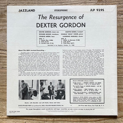 DEXTER GORDON / THE RESURGENCE on Jazzland - Japan LP NM SMJ-6284