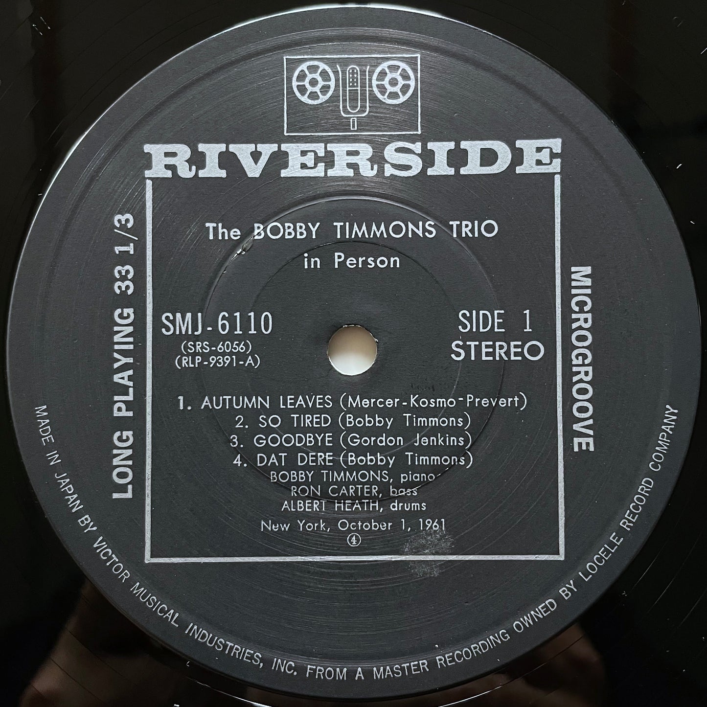 BOBBY TIMMONS TRIO / IN PERSON on Riverside - Japan LP NM SMJ-6110 obi