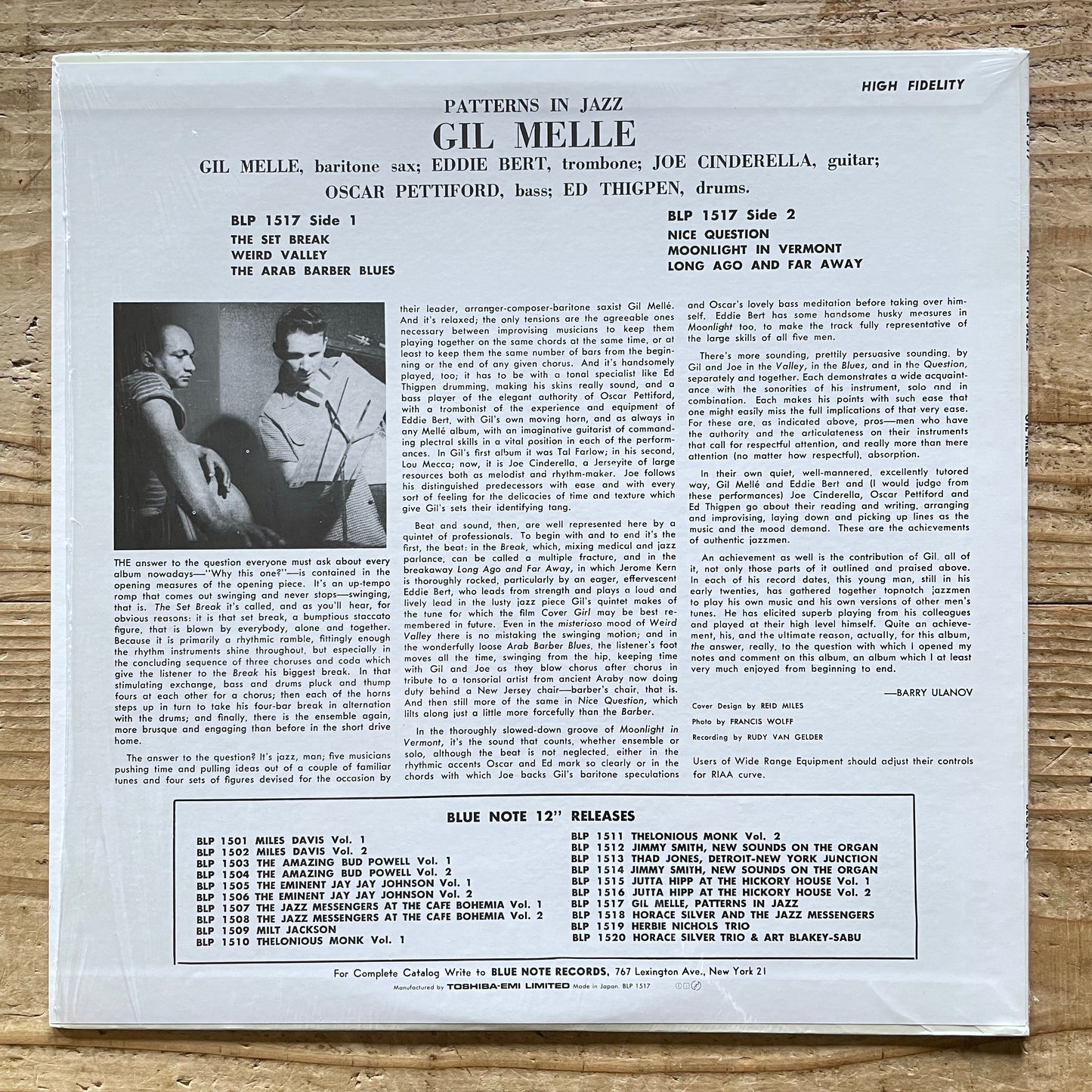 GIL MELLE / PATTERNS IN JAZZ on Blue Note - Japan MONO LP NM BLP-1517