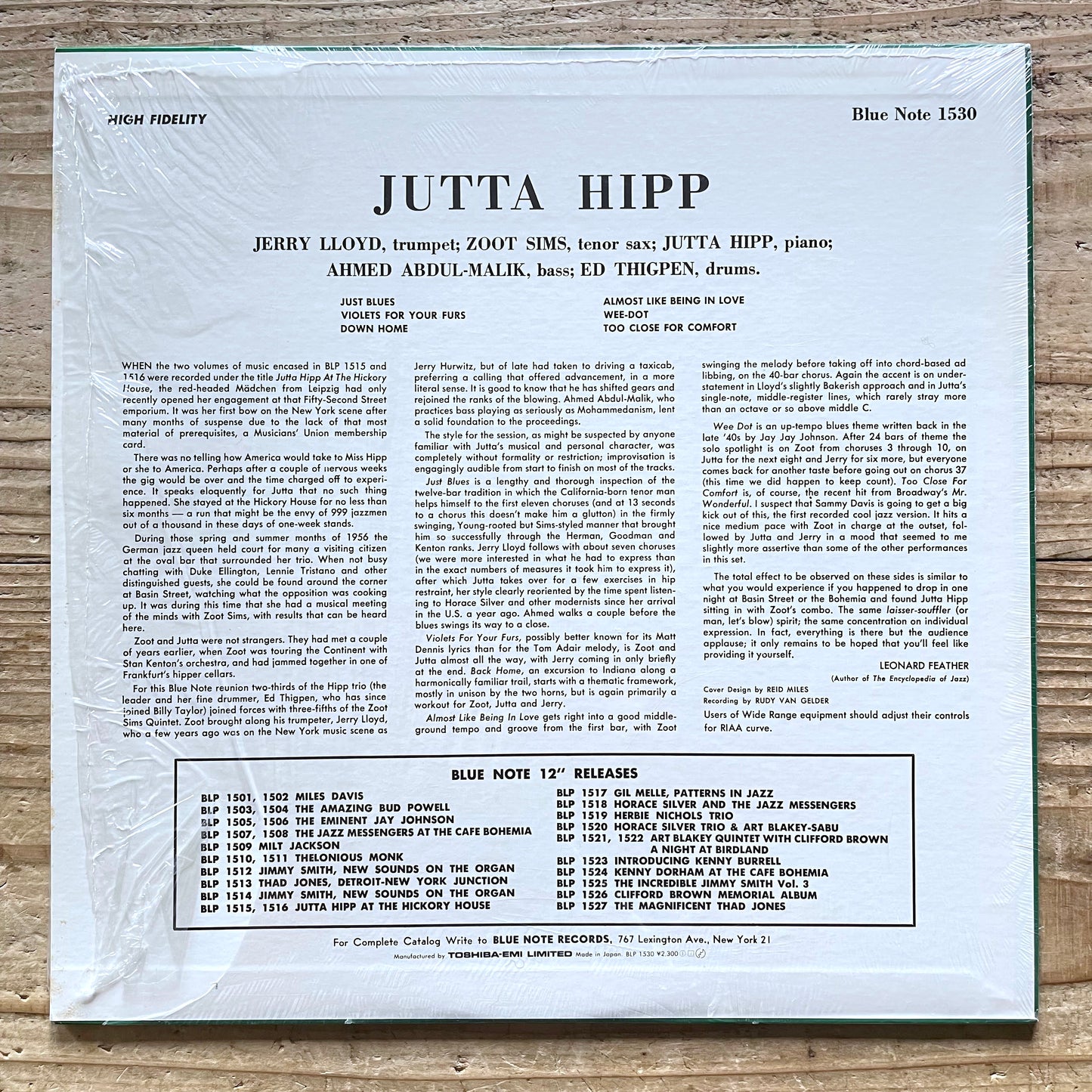 JUTTA HIPP with ZOOT SIMS on Blue Note BLP1530 - Japan MONO LP NM obi