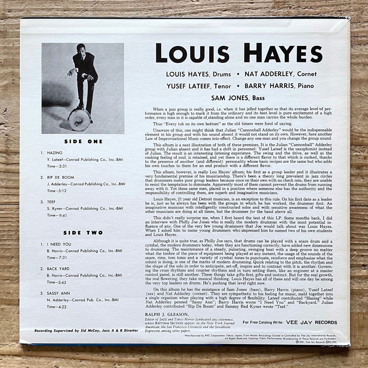 LOUIS HAYES feat. YUSEF LATEEF on Vee-Jay - Japan LP RJL-6012