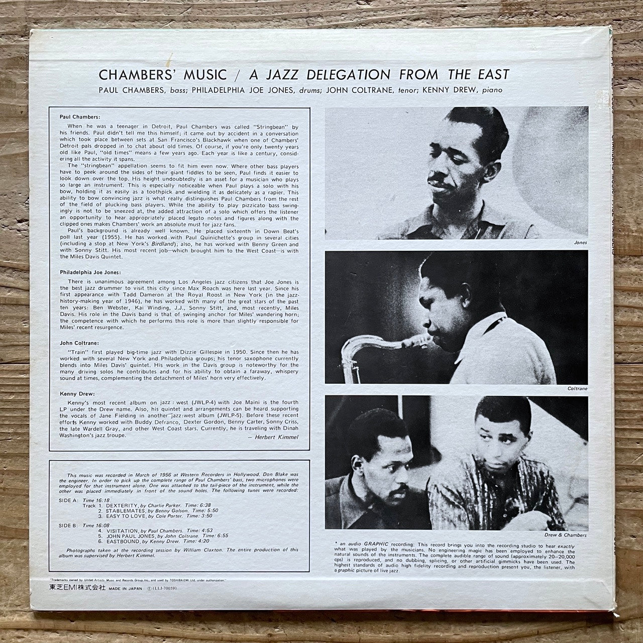PAUL CHAMBERS / CHAMBER'S MUSIC feat. John Coltrane on Jazz:West - Japan Liberty LP LLJ-70059