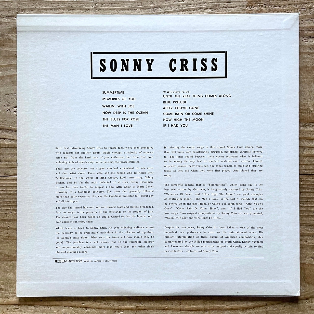 SONNY CRISS / GO MAN! on Imperial - Japan Liberty LP LLJ-70018