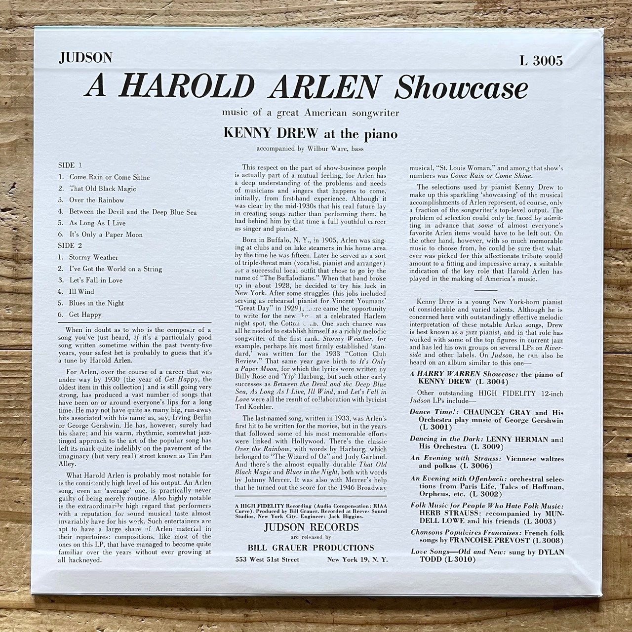 KENNY DREW / A HAROLD ARLEN SHOWCASE on Judson - Japan MONO LP NM WWLJ-7092