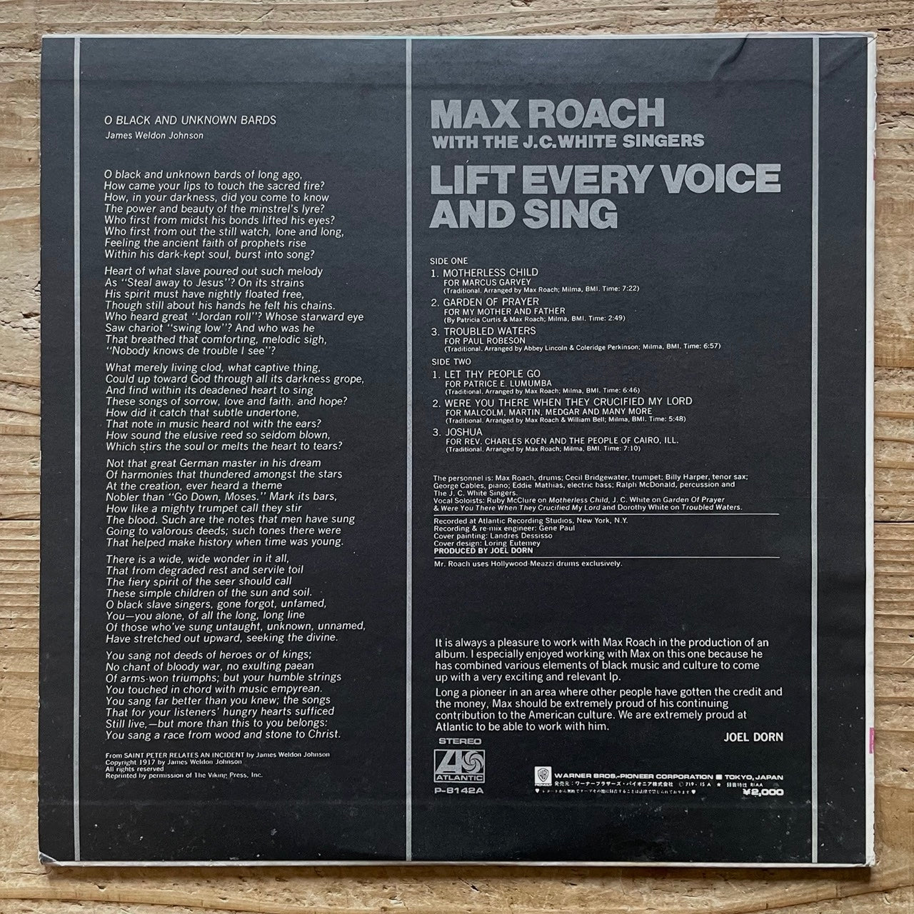 MAX ROACH / LIFT EVERY VOICE AND SING on Atlantic - Japan LP P-8142A