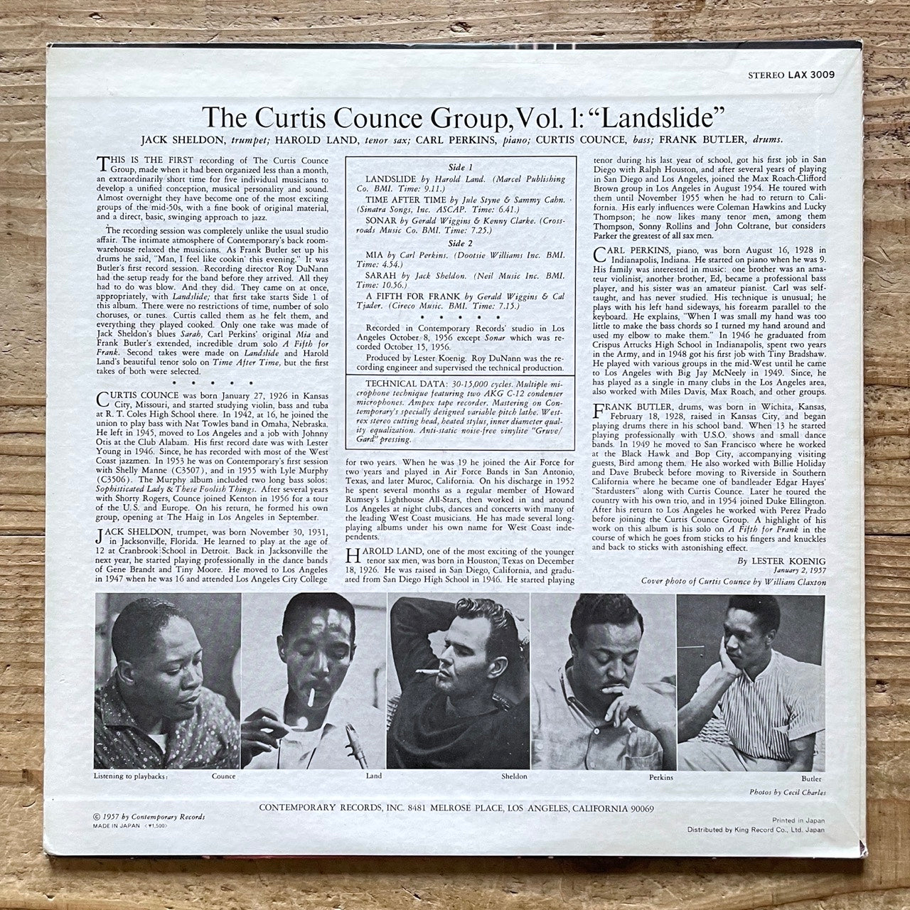 CURTIS COUNCE GROUP / LANDSLIDE on Contemporary - Japan King LP LAX-3009