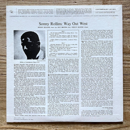 SONNY ROLLINS / WAY OUT WEST on Contemporary - Japan King LP NM LAX-3010