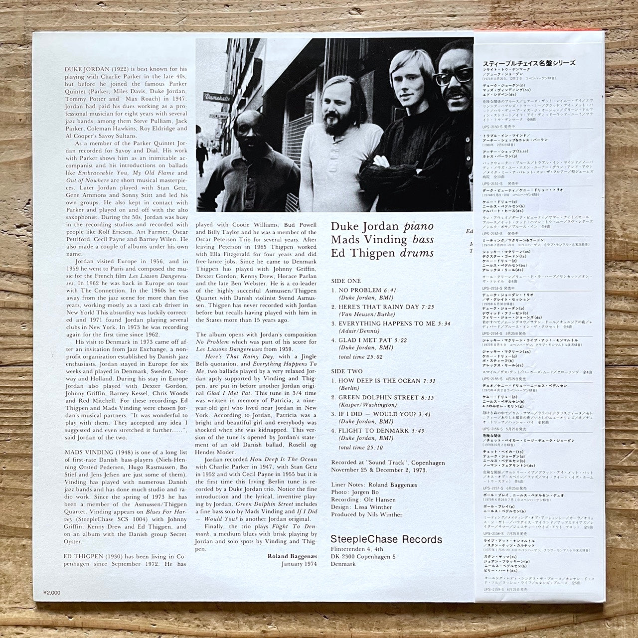 DUKE JORDAN TRIO / FLIGHT TO DENMARK on SteepleChase - Japan LP NM UPS-2150-S obi