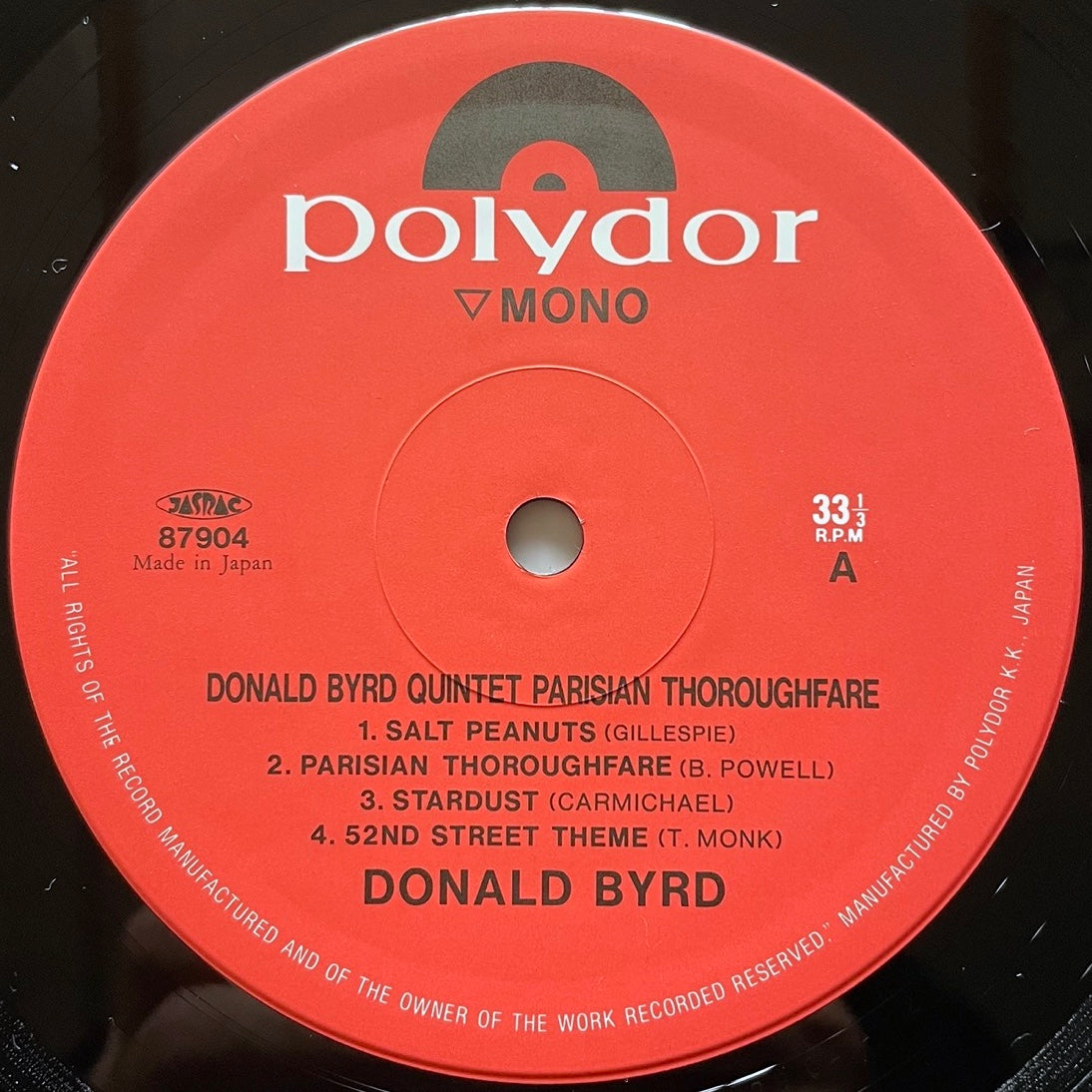 DONALD BYRD QUINTET / PARISIAN THOROUGHFARE on French Brunswick - Japan Polydor LP NM SGD-52