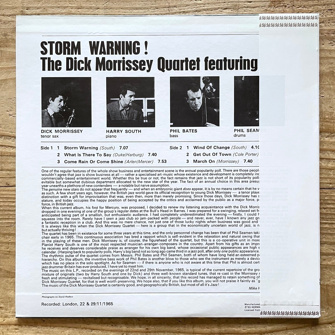 DICK MORRISSEY QUARTET / STORM WARNING on UK Mercury - Japan LP NM NLP6005 obi