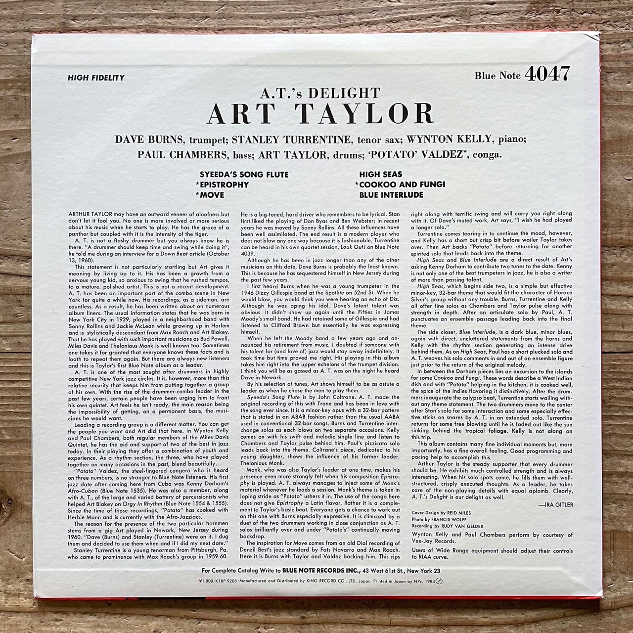 ART TAYLOR / AT'S DELIGHT - Japan Blue Note MONO LP NM K18P-9208