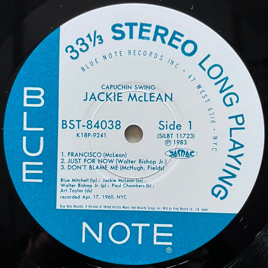 JACKIE McLEAN / CAPUCHIN SWING on Blue Note - Japan King LP K18P-9241 obi