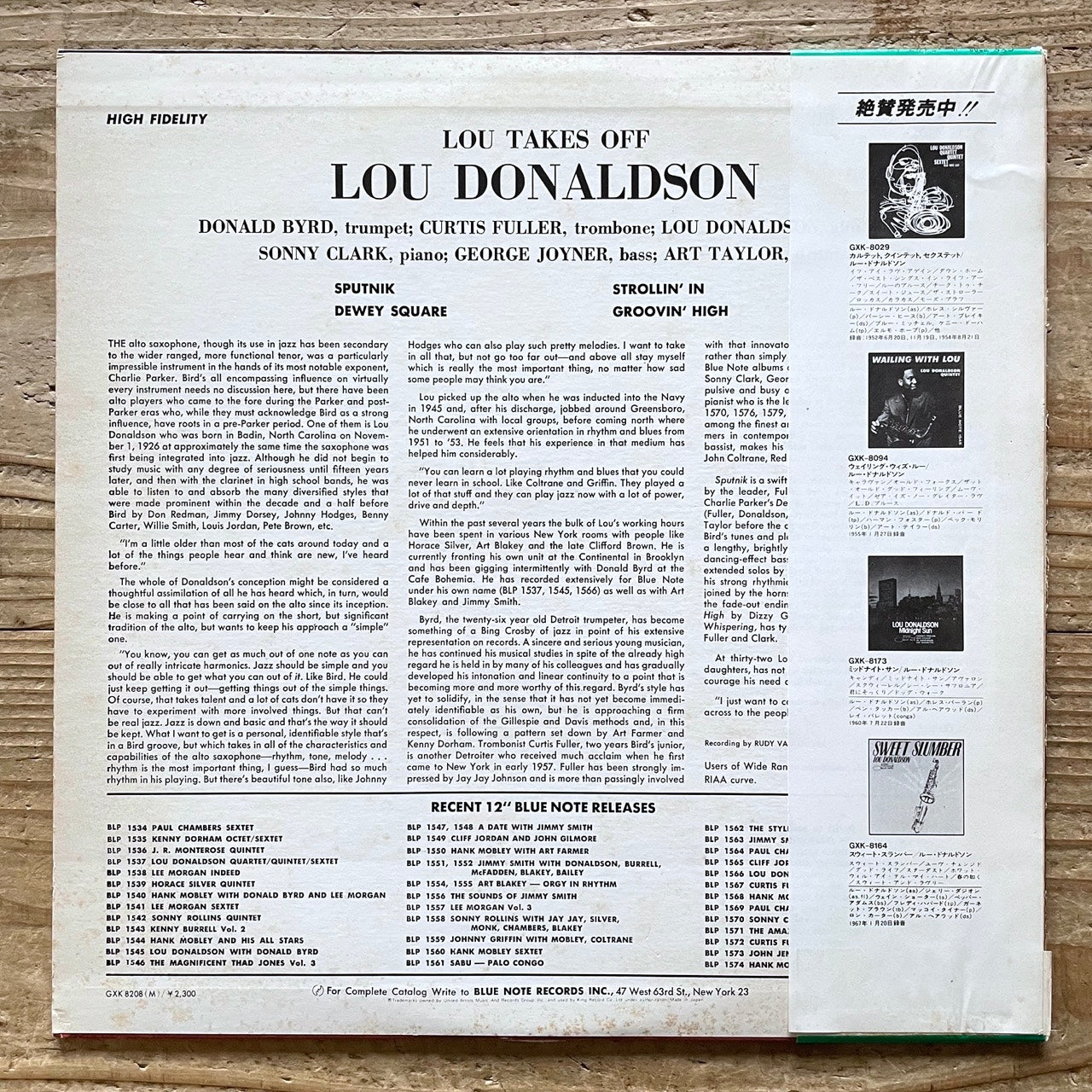 LOU DONALDSON / LOU TAKES OFF on Blue Note - Japan King Promo LP GXK-8208 obi
