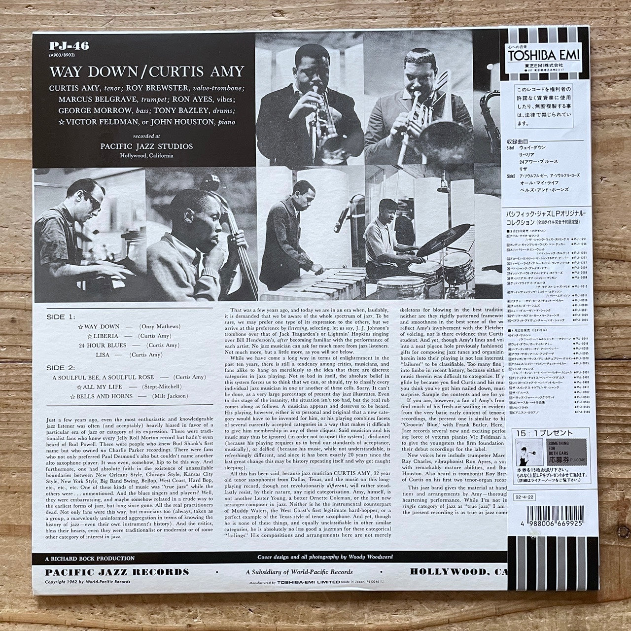 CURTIS AMY / WAY DOWN on Pacific Jazz - Japan MONO LP NM Marcus Belgrave PJ-0046 obi