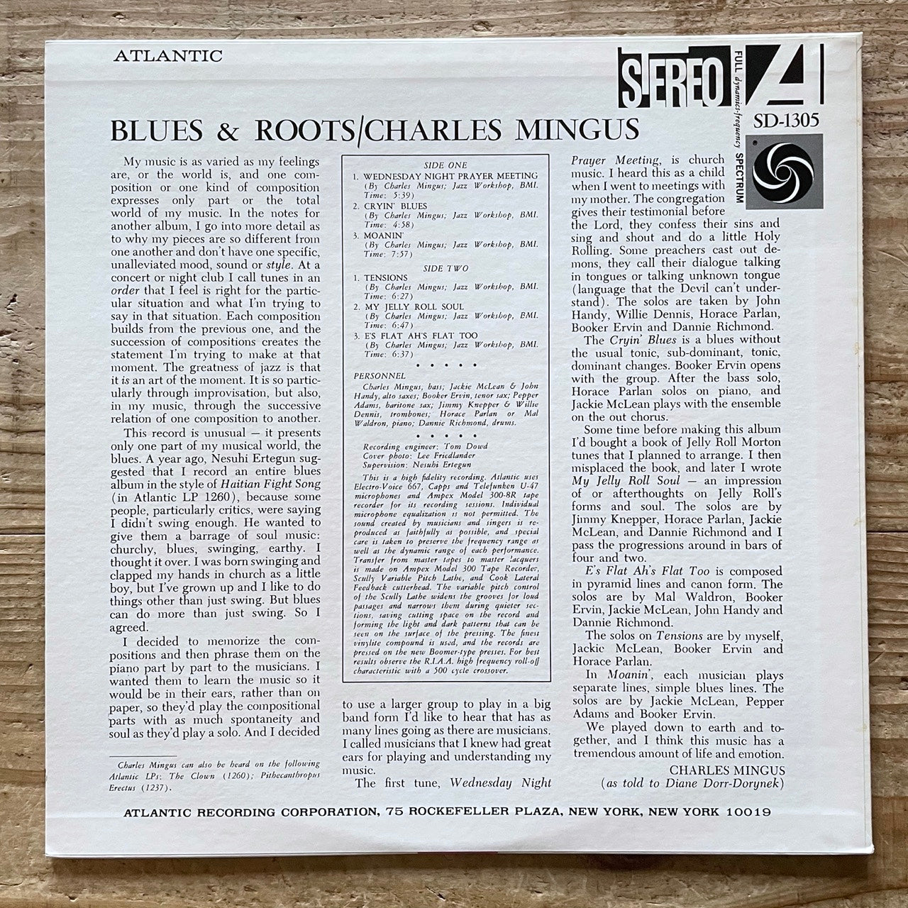 CHARLIE MINGUS / BLUES & ROOTS on Atlantic - Japan LP P-4564A