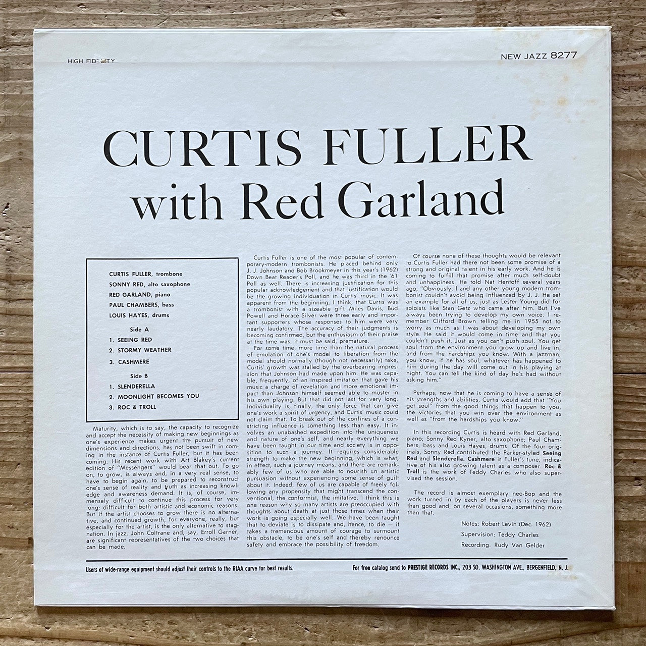 CURTIS FULLER with RED GARLAND on New Jazz - Japan MONO LP SMJ-6297