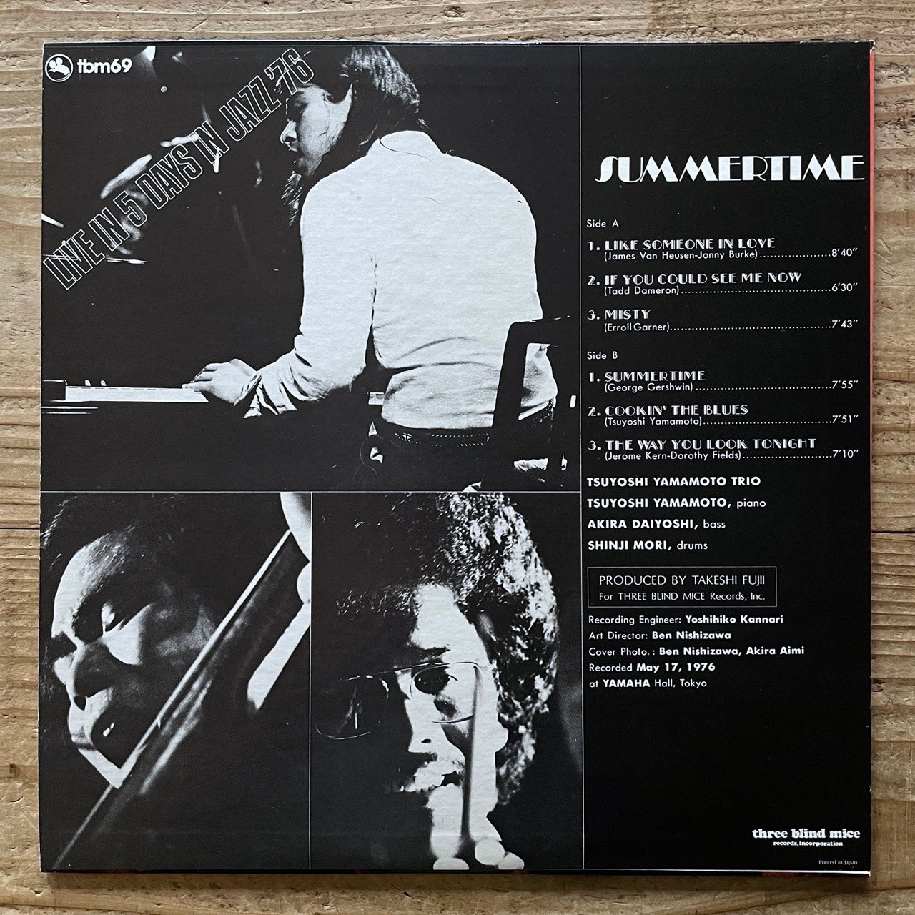 TSUYOSHI YAMAMOTO TRIO / SUMMERTIME on Three Blind Mice - Japan Original LP NM TBM-69