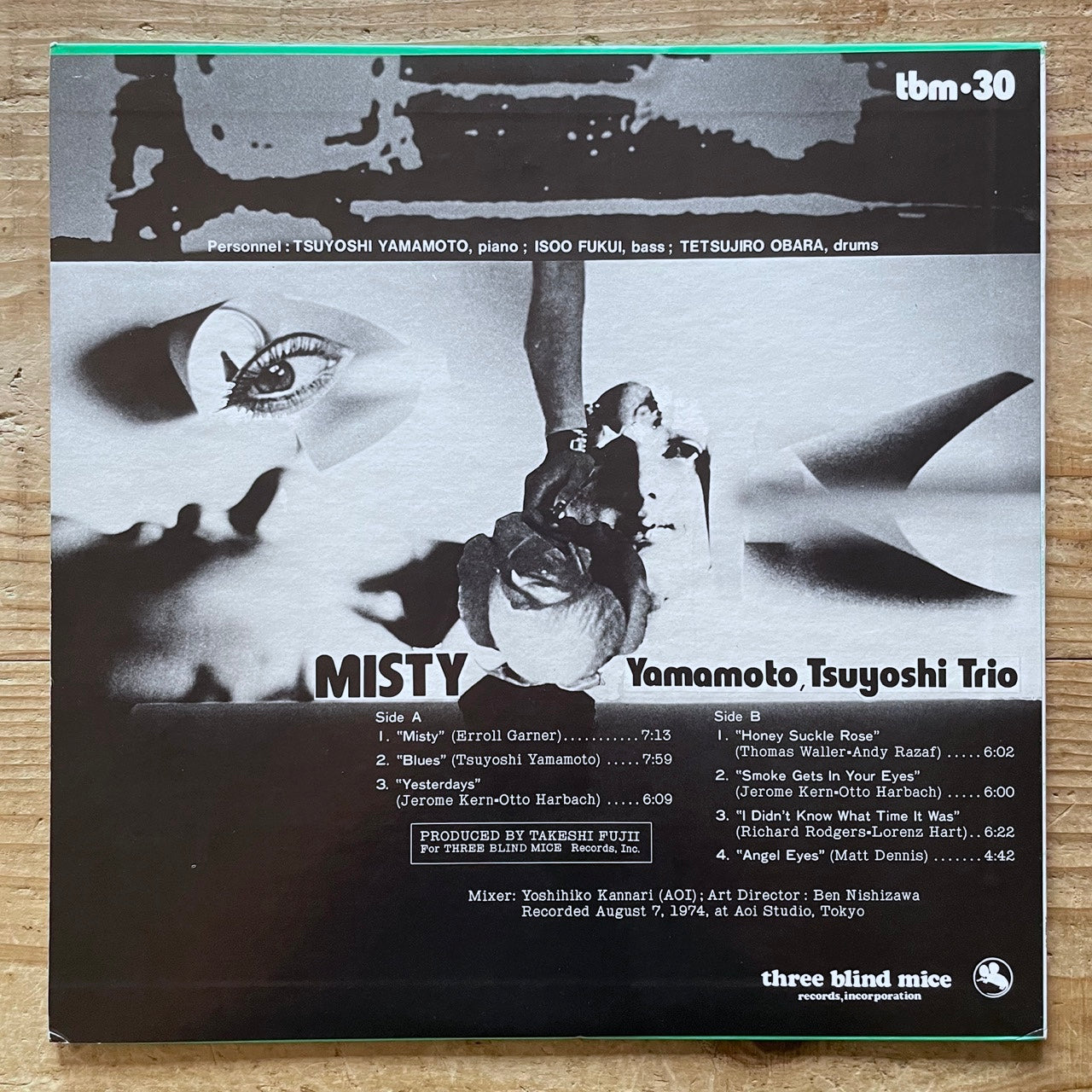 TSUYOSHI YAMAMOTO TRIO / MISTY on Three Blind Mice - Japan Original LP NM TBM-30