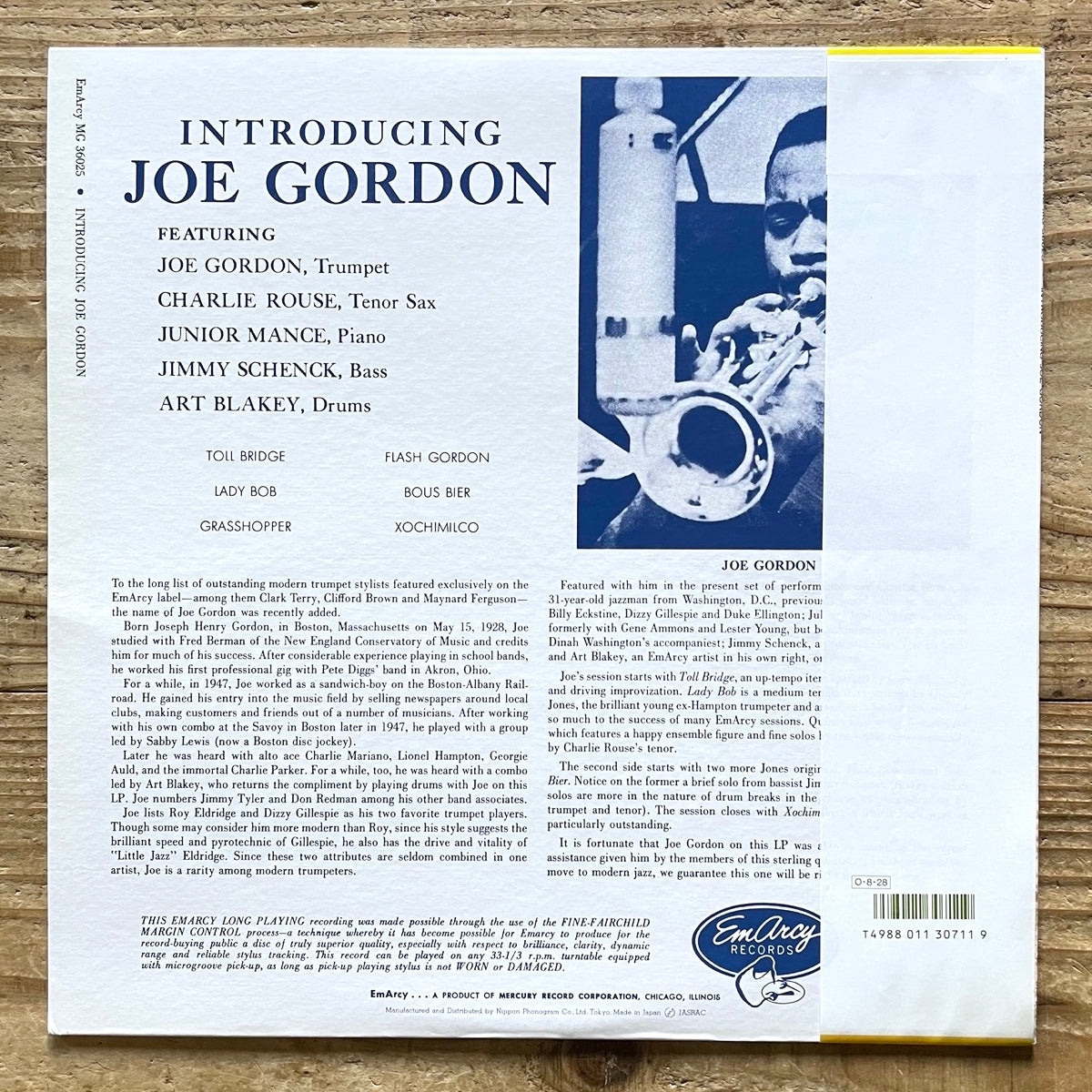 JOE GORDON / INTRODUCING on Emarcy - Japan MONO LP NM SJ-19607 obi