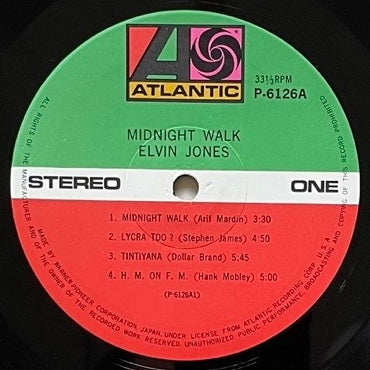 ELVIN JONES / MIDNIGHT WALK on Atlantic - Japan LP NM P-6126A obi