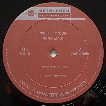 PEPPER ADAMS / MOTOR CITY SCENE on Bethlehem - Japan MONO LP 22AP-128