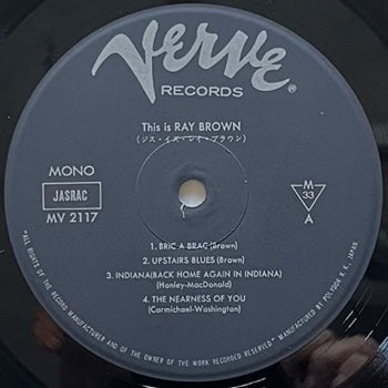 RAY BROWN / THIS IS RAY BROWN on Verve - Japan MONO LP MV-2117