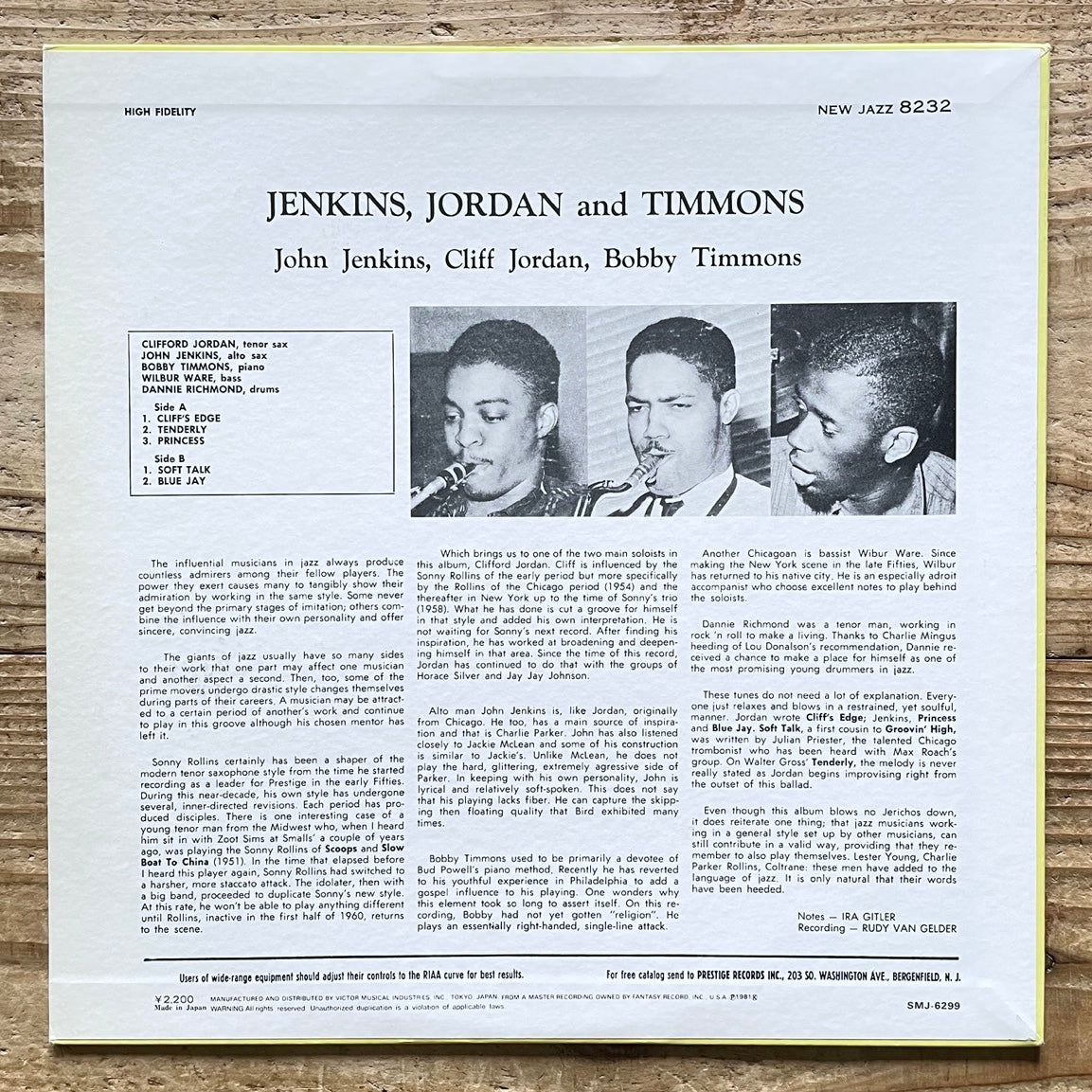 JOHN JENKINS, CLIFF JORDAN AND BOBBY TIMMONS on New Jazz - Japan MONO LP NM SMJ-6299