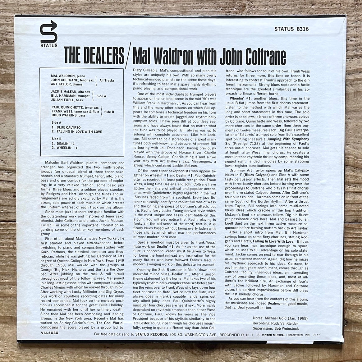 MAL WALDRON with JOHN COLTRANE / THE DEALERS on Status - Japan MONO LP VIJ-5030