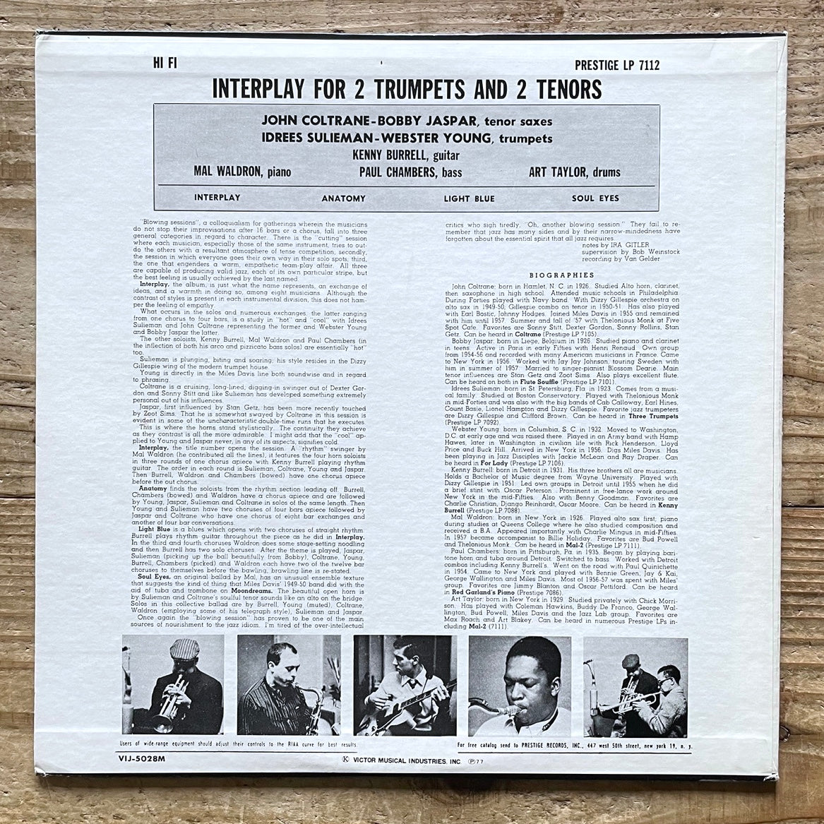IDREES SULIEMAN - WEBSTER YOUNG / INTERPLAY FOR 2 TRUMPETS AND 2 TENORS on Prestige - Japan MONO LP VIJ-5028