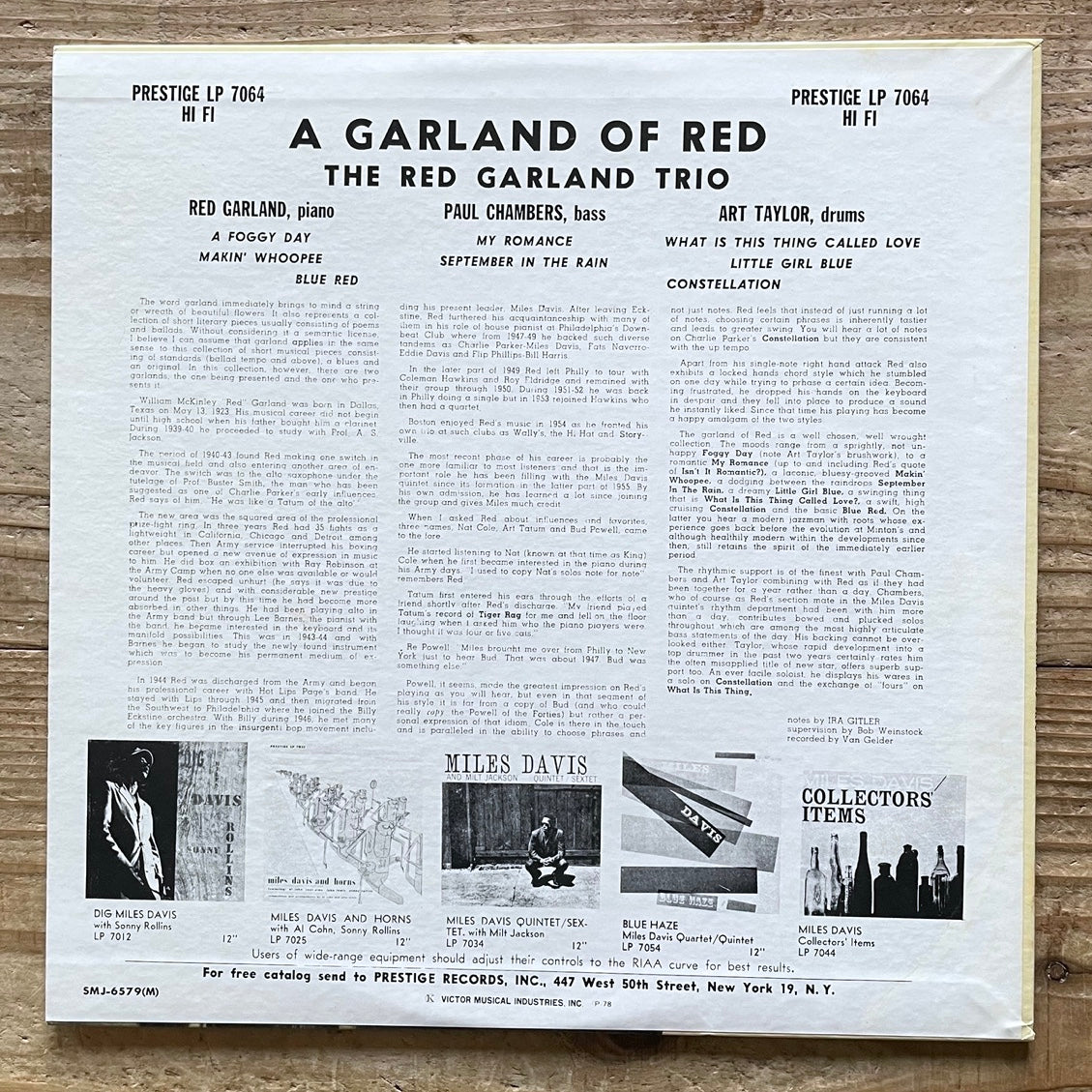 RED GARLAND TRIO / A GARLAND OF RED on Prestige - Japan MONO LP SMJ-6579