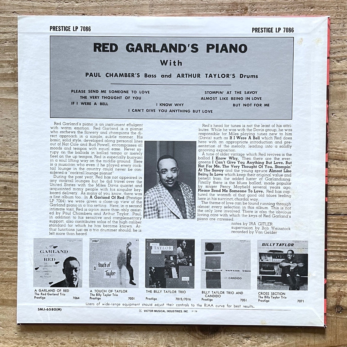 RED GARLAND TRIO / GARLAND'S PIANO on Prestige - Japan MONO LP SMJ-6580