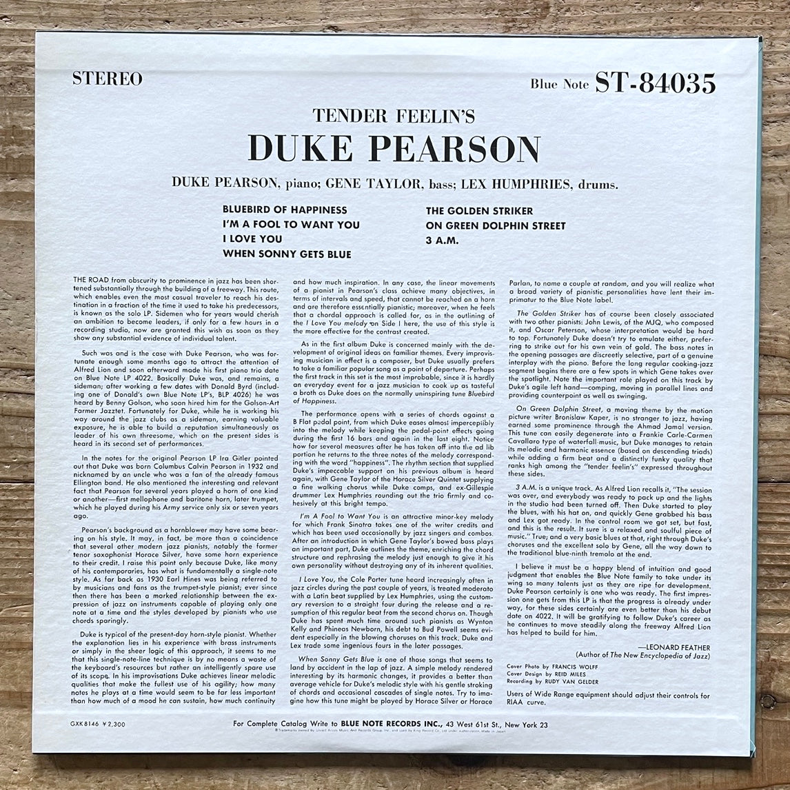 DUKE PEARSON / TENDER FEELIN'S on Blue Note - Japan King LP GXK-8146