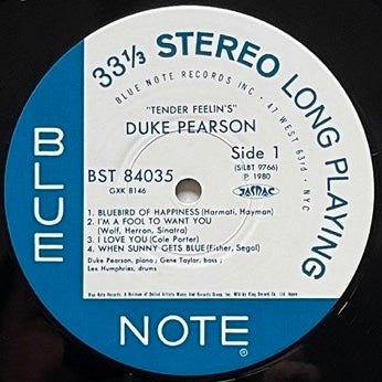 DUKE PEARSON / TENDER FEELIN'S on Blue Note - Japan King LP GXK-8146