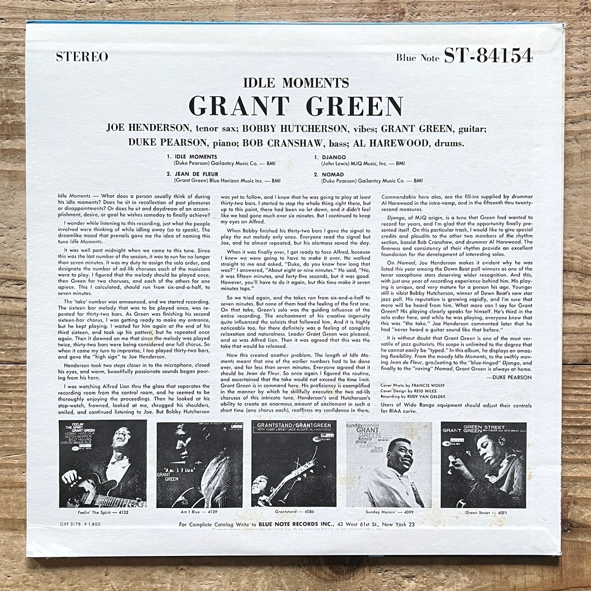 GRANT GREEN / IDLE MOMENTS on Blue Note - Japan King LP GXF-3178