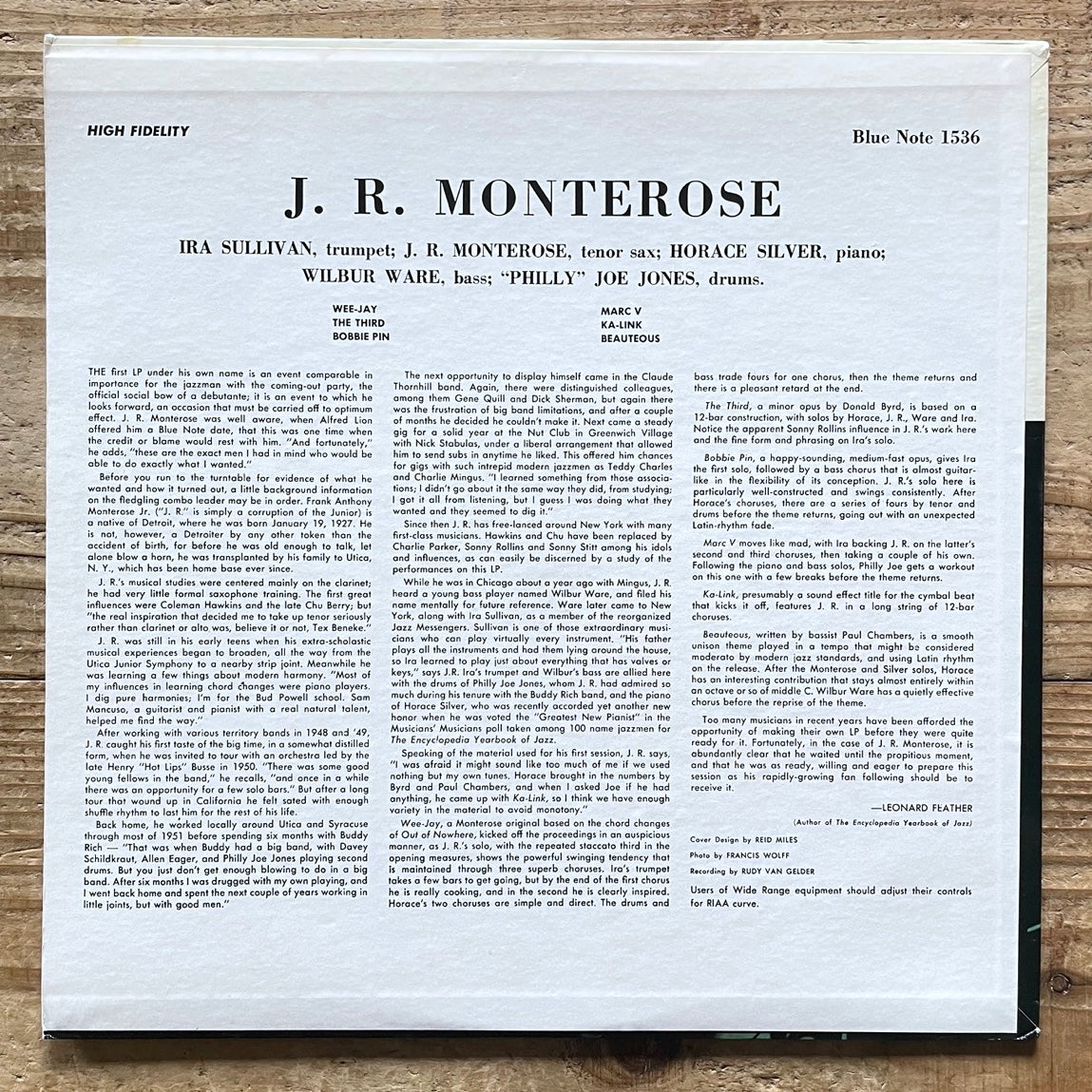 J.R. MONTEROSE on Blue Note BLP 1536 - US UA MONO LP