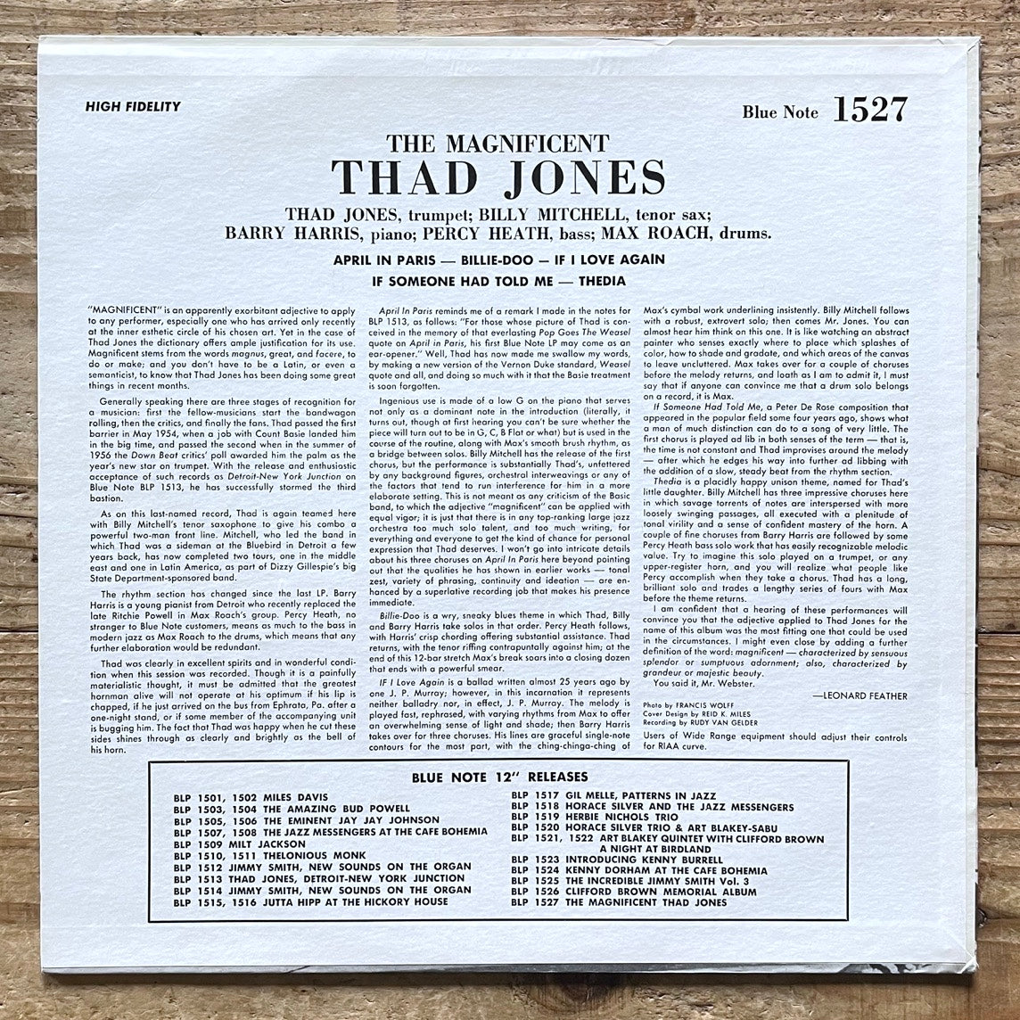THAD JONES / THE MAGNIFICENT on Blue Note - US UA MONO LP BLP1527