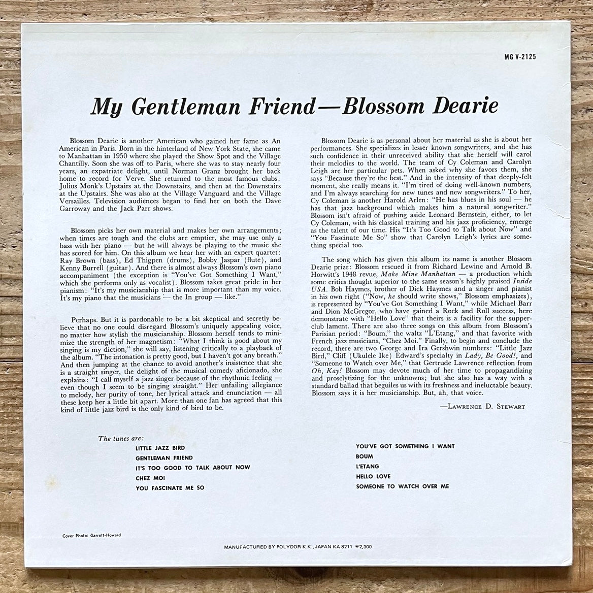 BLOSSOM DEARIE / MY GENTLEMAN FRIEND on Verve - Japan LP 23MJ3193