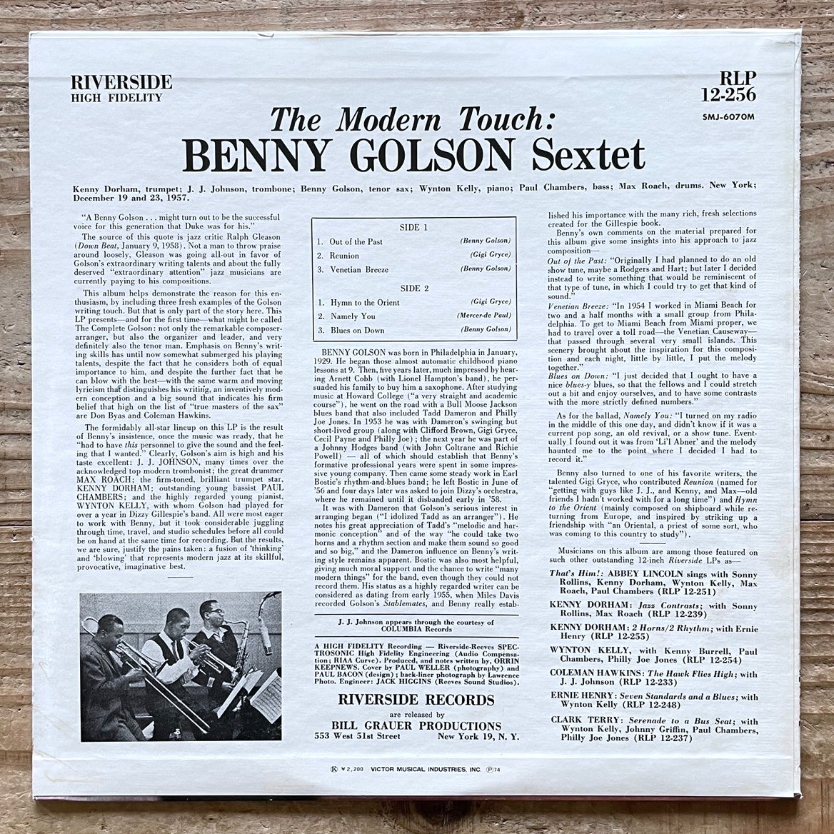 BENNY GOLSON SEXTET / MODERN TOUCH - Japan Riverside LP SMJ-6070