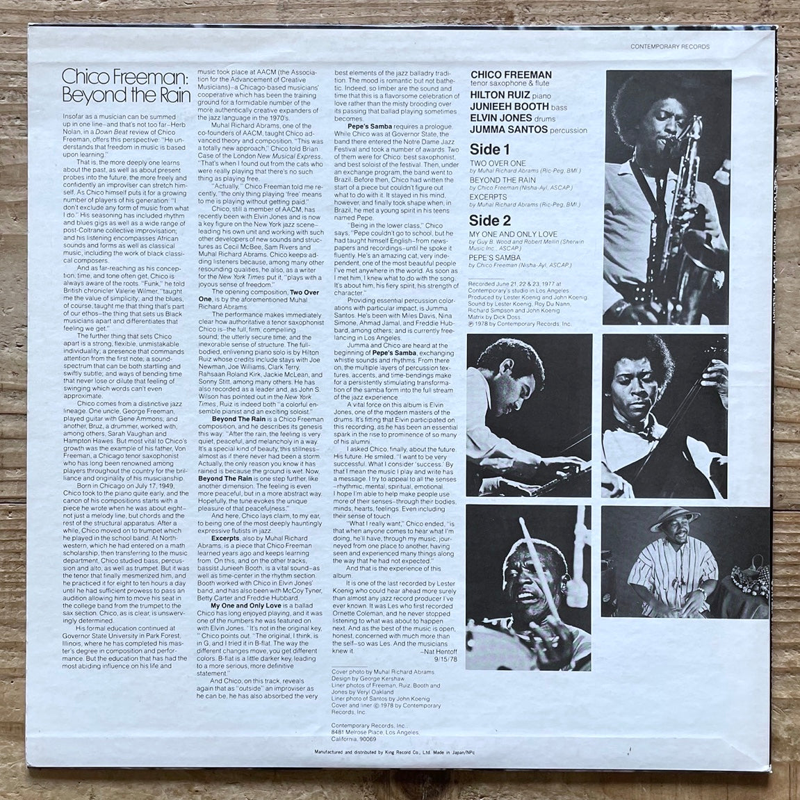 CHICO FREEMAN / BEYOND THE RAIN on Contemporary - Japan King LP GP-3182