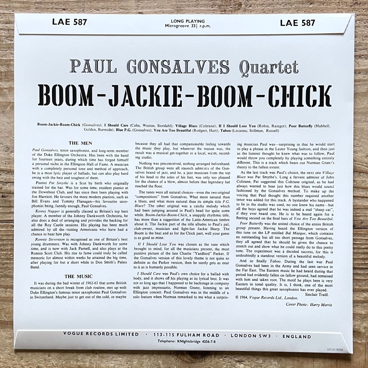 PAUL GONSALVES QUARTET / BOOM-JACKIE-BOOM-CHICK - UK Vocalion Japan Heavy Vinyl reissue UCJU-9058 obi